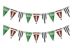 VILIFEVER 2 Pieces Football Garland Banner Football Party Decorations, Paper Football Pennant Flags American Football Sports Theme Birthday Party Supplies, Pre-Strung