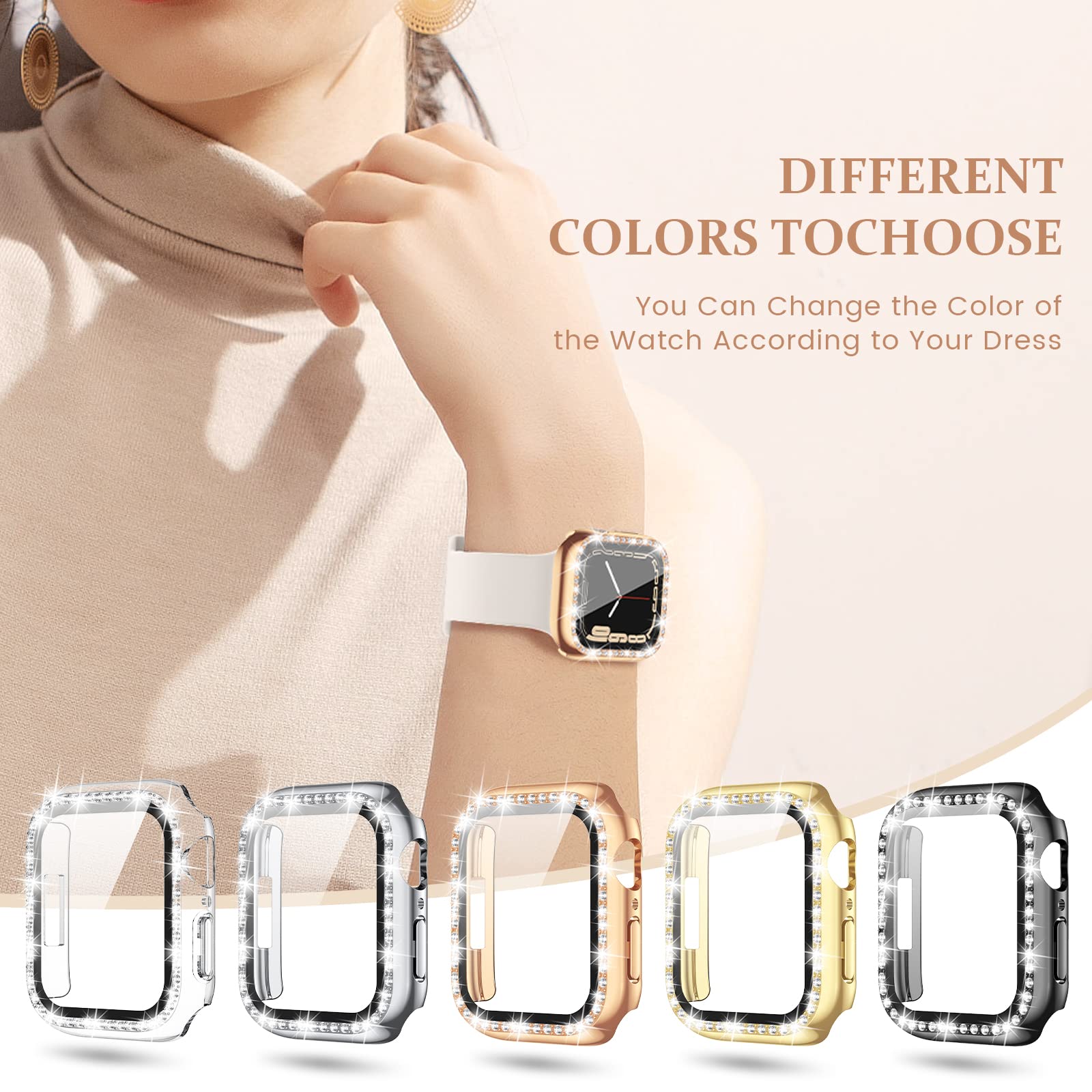 Goton 2-Pack Bling Case for Apple Watch Series 9 8