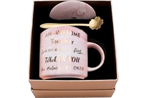 Duneach Luspan Teacher Gift - Teacher Appreciation Gifts - Best Gifts for Teachers - Best Teacher Gifts for Women - Pink Marble Ceramic Coffee Mugs 11.5oz and Lid