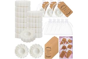 DANSIB 25 Set Sunflower Mini Soap for Wedding Party Favors Bridal Shower Favors Baby Shower Soap Guests Gifts Small Handmade with Drawstring Organza Bags and Thank You Cards(White)
