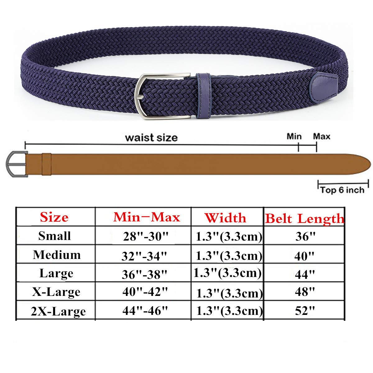Braided Canvas Woven Elastic Stretch Belts for Men//Women//Junior with Multicolored