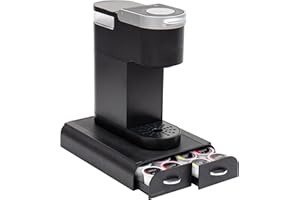Mind Reader Single Serve Pod Organizer, 2 Drawers, 24 Pod Capacity, Keurig Mini Compatible, 24.1L x 31.1W x 6.4H cm, Black