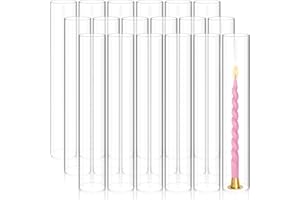 Showgeous 18 PCS Hurricane Candle Holder, D:3" H:14" Open Ended Glass Candle Cylinder Sleeve, Clear Glass Cylinder Candle Holder, Open Flame Candle Chimney Tube Cover, Bottomless Cylindrical Glass