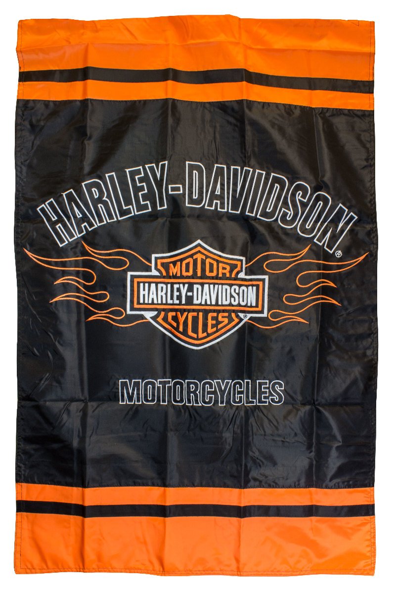 Harley Davidson Bar and Shield Flames Applique House Flag, 28 x 44 inches