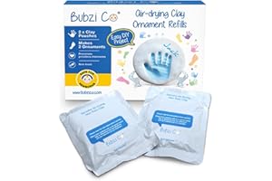 Bubzi Baby Handprint and Footprint Ornament Clay Refills 2 Pack for Newborns and Infants to Create Extra Keepsakes, Personali