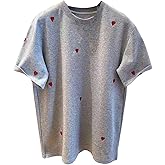 SweatyRocks Women's Heart Embroidery T Shirts Short Sleeve Casual Graphic Tees Tops