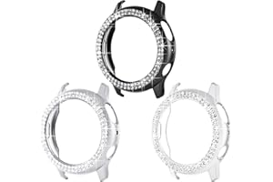 Surace Galaxy Watch Active 2 Case 40mm, Bling Frame Protective Case Compatible for Samsung Galaxy Watch Active 2 (3 Packs, Black/Silver/Clear)-40mm