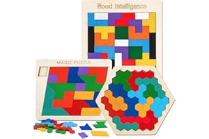 NAODONGLI Wooden Puzzles Blocks Brain Teasers Logic Games for Classroom & Party Times,Jigsaw Puzzle Intelligence STEM Montessori Educatioanl IQ Toys Games for Kids Boys Girls Ages 3+ (3 Pack)
