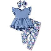 Toddler Baby Girl Clothes Infant Girl Outfits Fall Ruffle Floral T-Shirt Top Pants Set Winter Spring Clothes