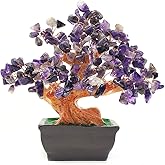 Colorsheng Feng Shui Quartz Crystal Money Tree Bonsai Style Decoration for Luck and Wealth (Purple)