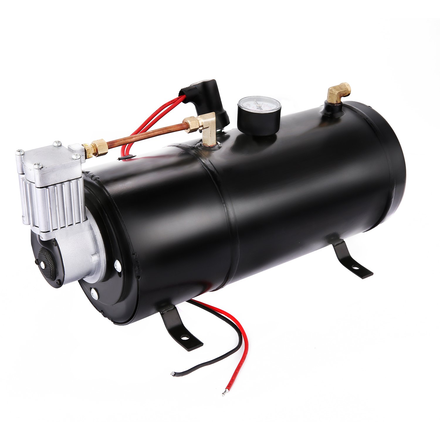 Super Loud 4 Trumpet Train Air Horns kit for Trucks for Car Jeep or SUV Truck Train Van Boat with 120 PSI 12V Compressor and Gauge