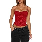 Women Lace Floral Cami Tank Top Spaghetti Strap Backless Camisole Y2k Sleeveless Slim Fit Going Out Top Shirt