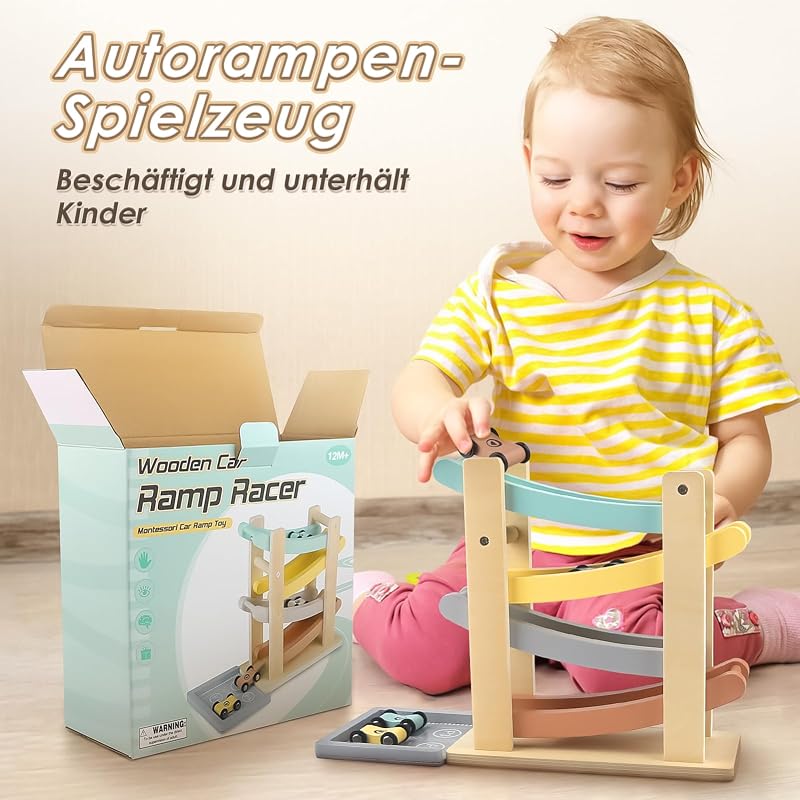 Montessori Spielzeug ab 1 Jahr Auto Spielzeug Kugelbahn Holz ab 1 2 Jahr Holzspielzeug Geschenk 1 2 Jahre Junge Mädchen