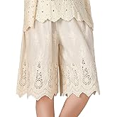 Vintage Lace Pettipants Slips Embroidery Flower Womens Lightweight Cotton Linen Bloomer Shorts Lounge Short Pants