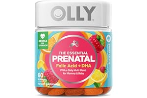 OLLY Prenatal Multivitamin Gummy, Supports Healthy Growth and Brain Development, Folic Acid, Vitamin D, Omega 3 DHA, Chewable Supplement, Citrus Berry Flavor, 30 Day Supply - 60 Count