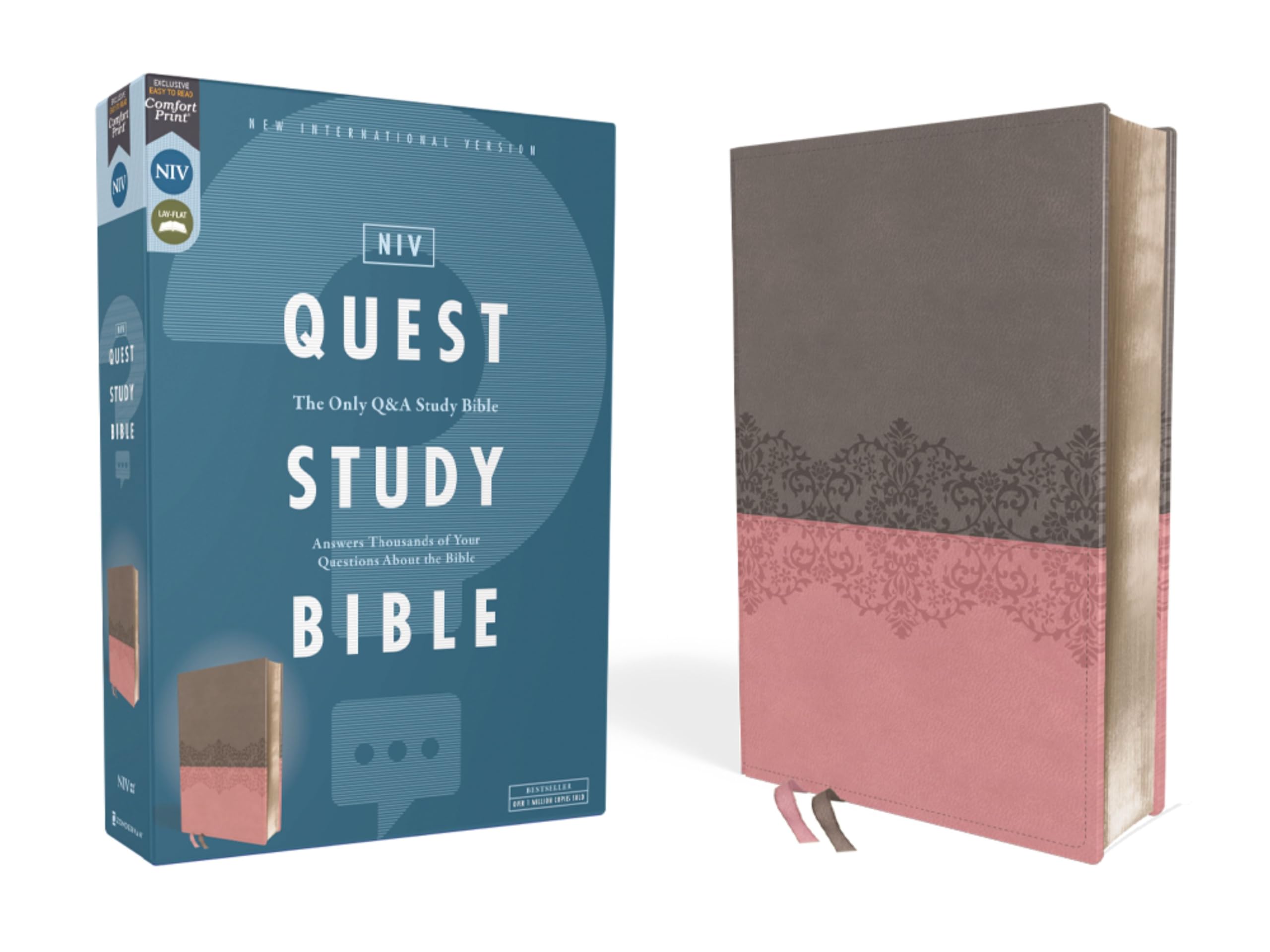 NIV, Quest Study Bible, Leathersoft, Gray/Pink, Comfort Print: The Only Q and A Study Bible NIV, Quest Study Bible, Leathersoft, Gray/Pink, Comfort Print: The Only Q and A Study Bible Imitation Leather
