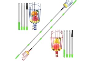 DiDiBirDi Fruit Picking Tool 2 Pieces, with Basket and 62.9-inch Fruit Picking Rod, The Rod can Connect up to 6 Parts, Reach a Length of 98 inches (with Storage Bag)