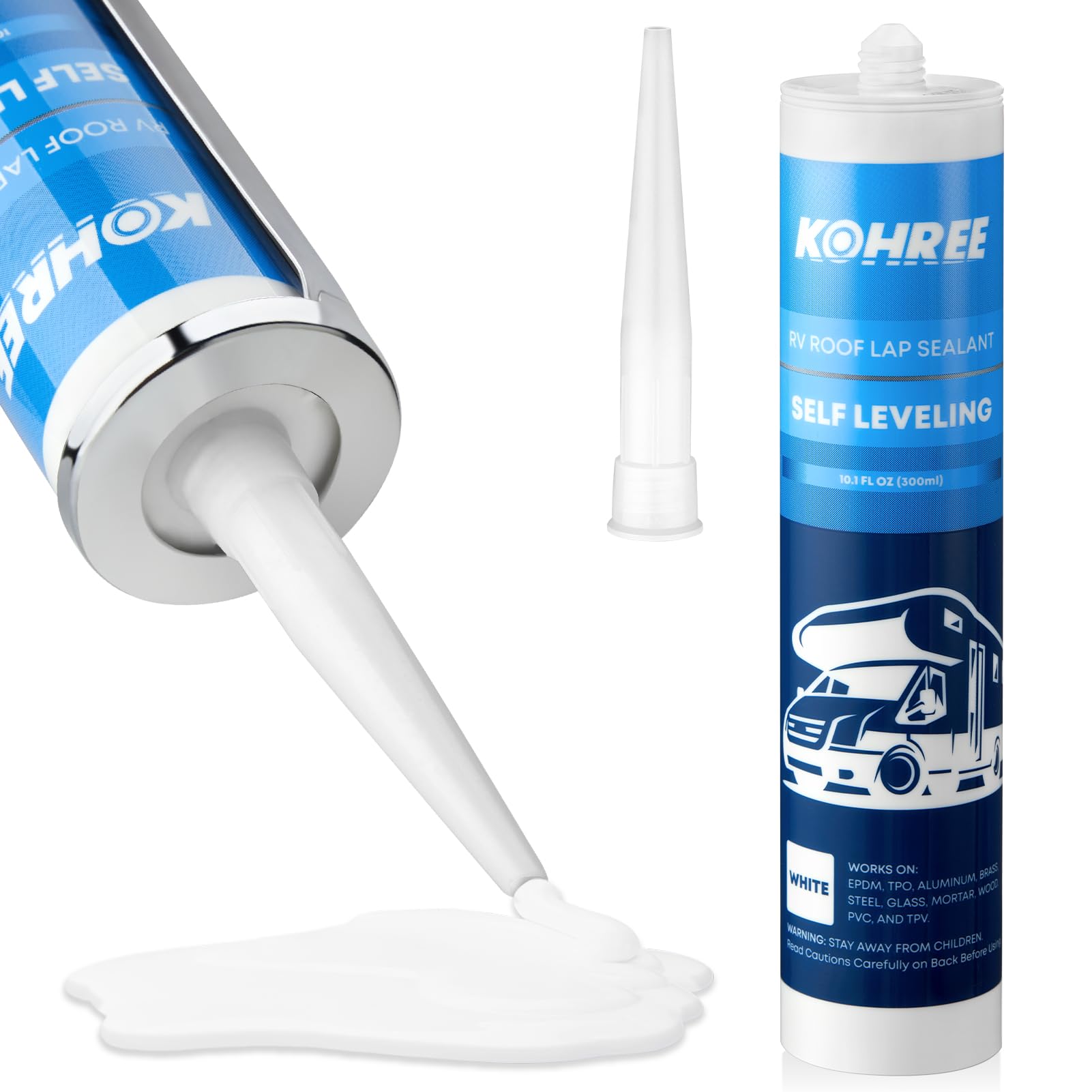 Photo 1 of Kohree RV Roof Sealant 1 Pack, Self-Leveling Lap Sealant White, RV Caulking for Roofing, Maintenance, Repair