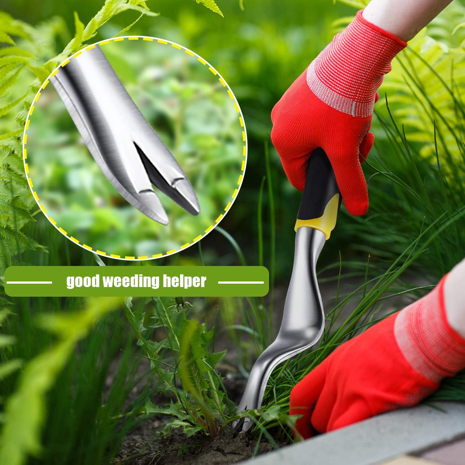 2 Pieces Hand Weeder Tool Garden Weeding Tools Garden Weeding Removal Gardening Weed Puller with Ergonomic Handle for Garden Lawn Farmland Transplant (Yellow) : Garden & Outdoor