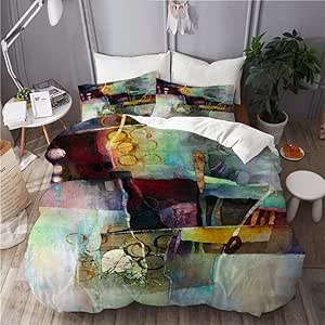 Juego de funda nórdica Cascada abstracta Rocas de agua Círculo moderno