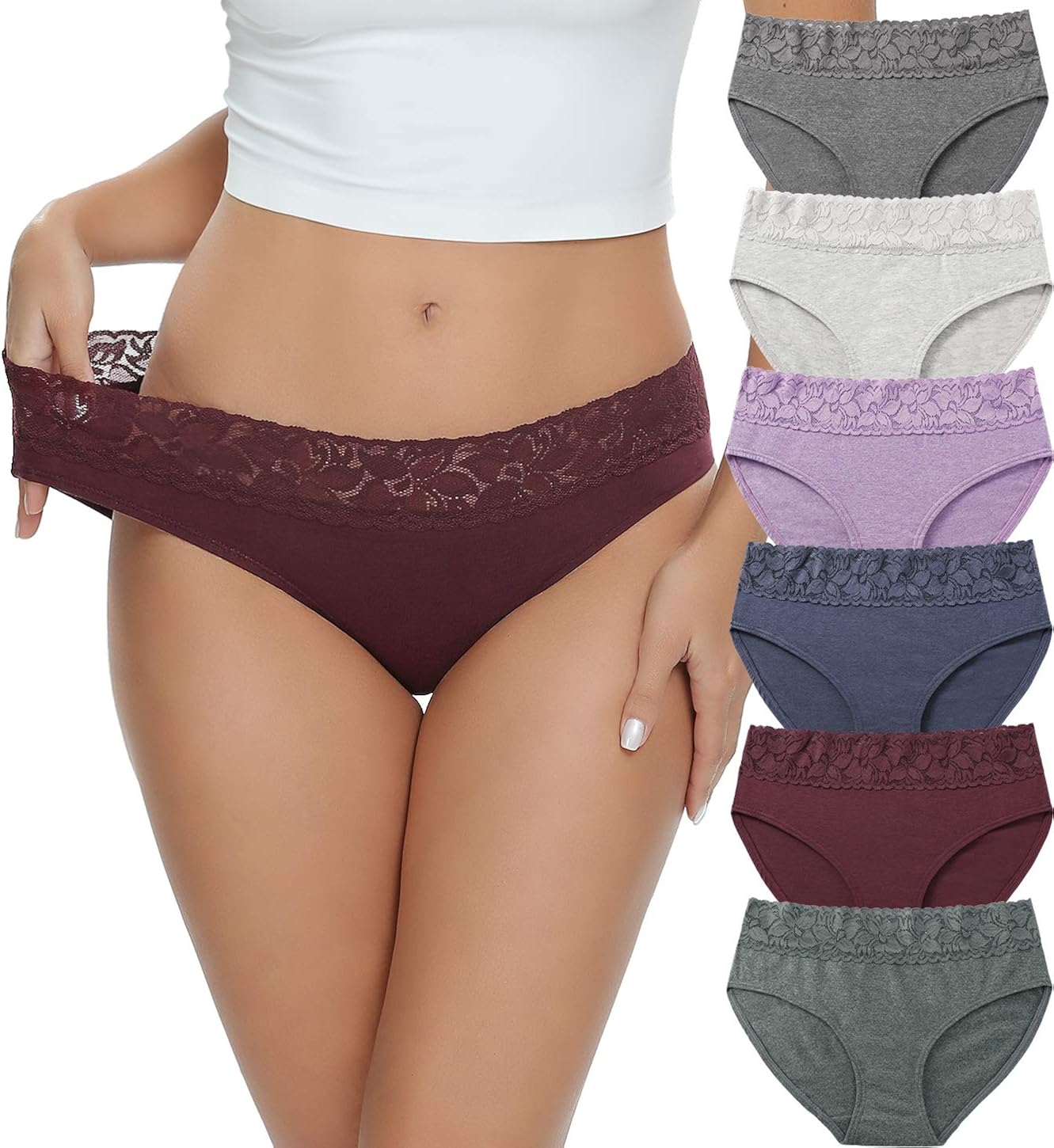 Cotton Hipster Panties for Women Lace Hiphugger Panties Bikini Underwear Pack at  Women’s Clothing store