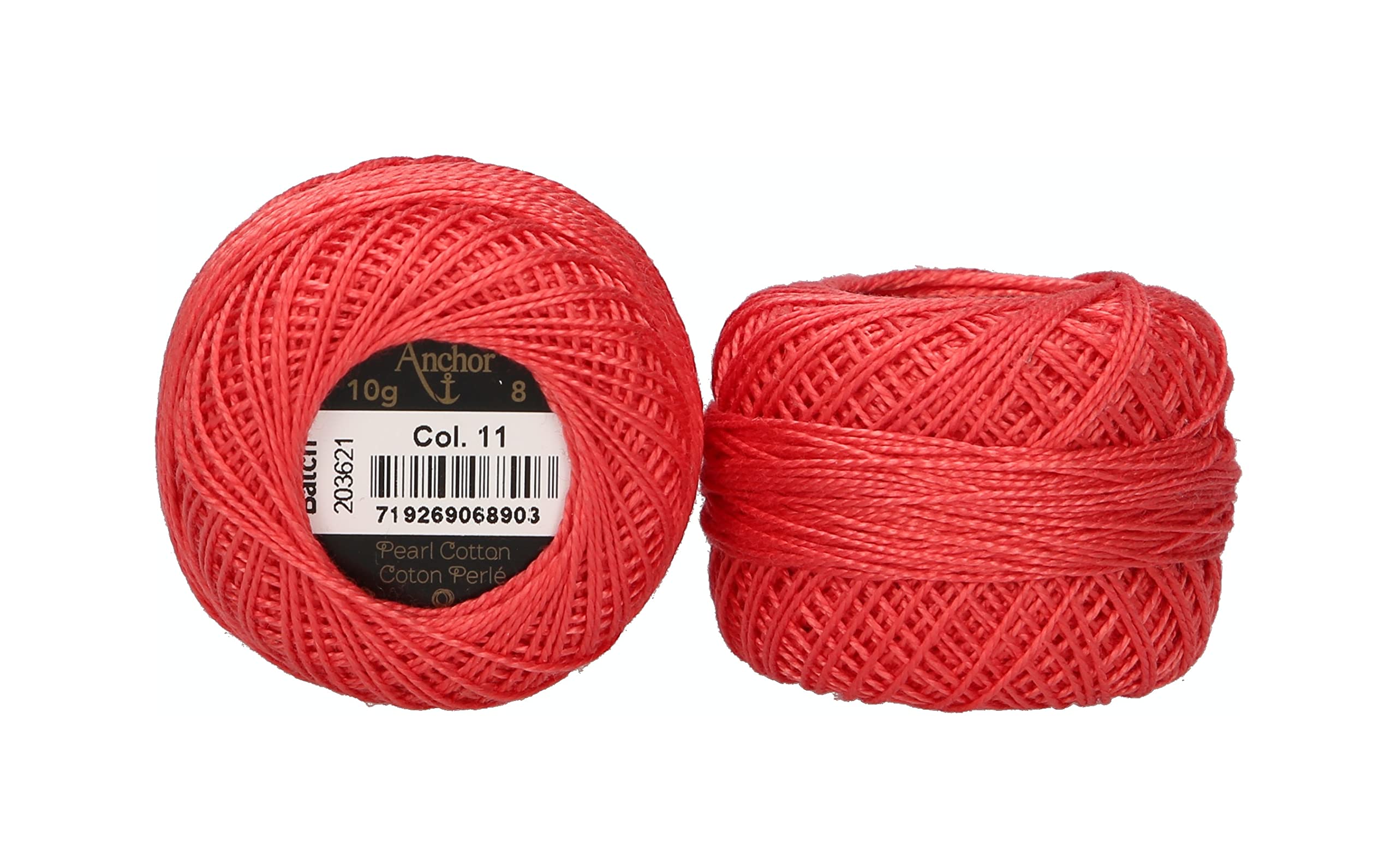 ANCHOR Pearl Yarn, Thickness: 8, Packaging: 10G, Running Length: 82M lachsrot Embroidery Threads