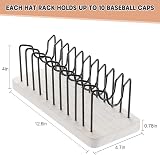 Erogeen Baseball Cap Organizer Stand - Wood Metal Hat Rack for 10 Caps - White view 2
