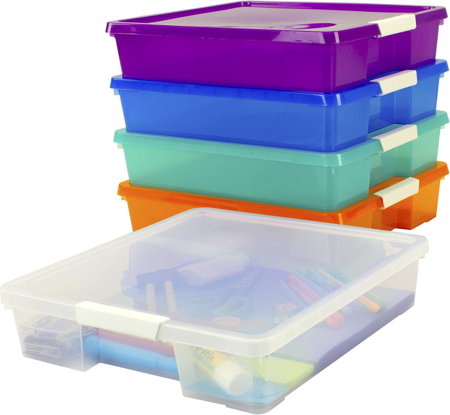 Storex Classroom Student Project Box, 12 x 12 Inches, Assorted Tints, 5-Pack (63202U05C), standard sized : Office Products