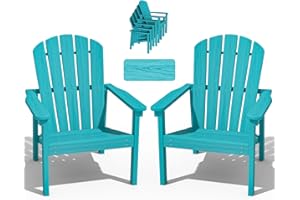 nevilywood Compact Stackable Adirondack Chairs Set of 2, 26.3" Wide HDPE Outdoor Patio Chairs - Durable, Space-Saving Design for Porch, Lawn or Garden, Aruba