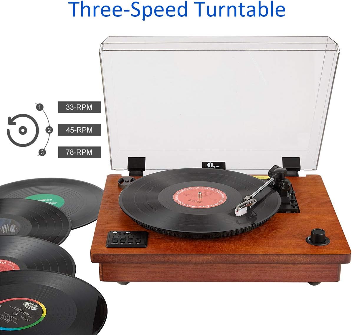 1byone classic wooden turntable