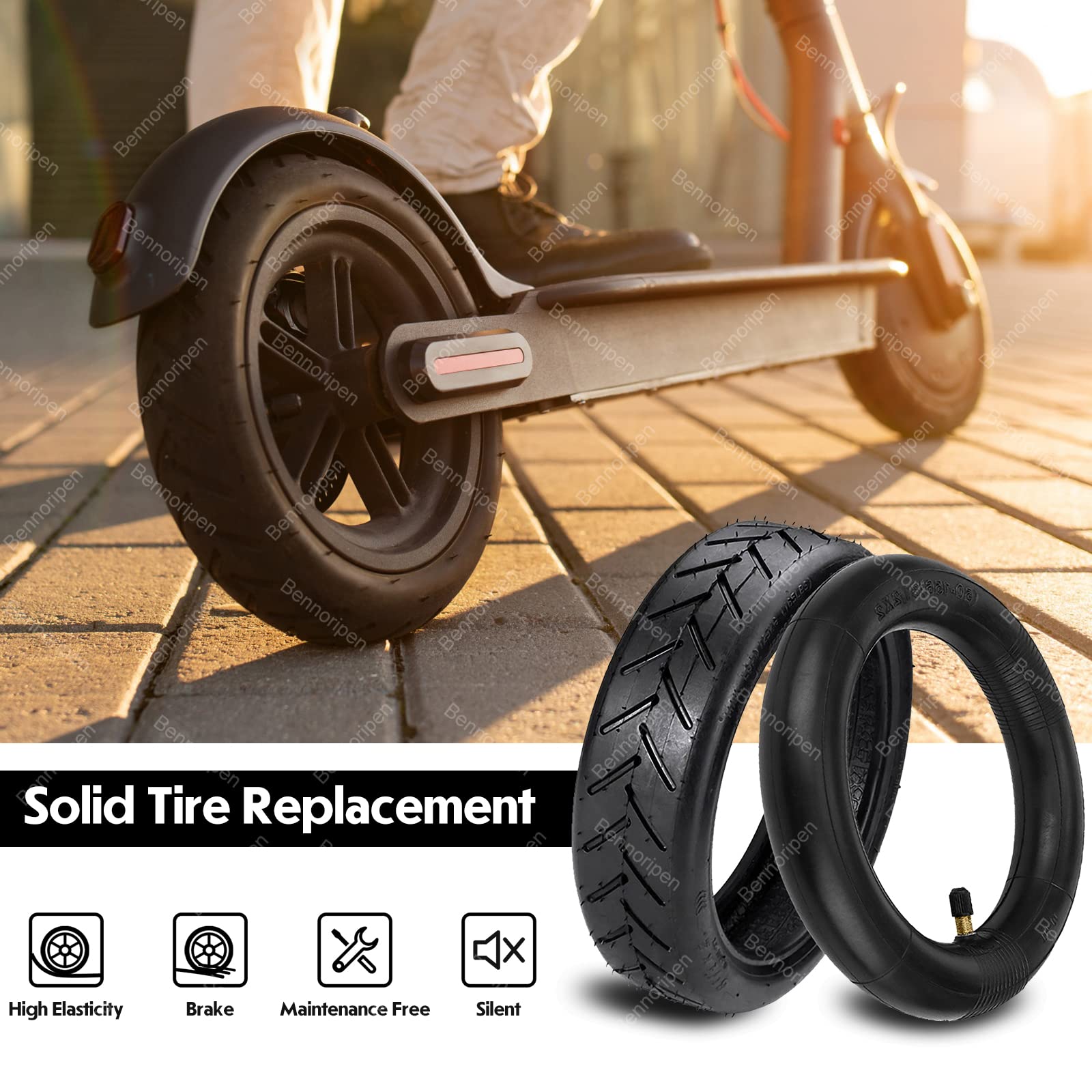 8.5 Inches Electric Scooter Tires 50/75-6.1 Compatible for Gotrax Gxl V2/Xiaomi M365/Pro/1S Electric Scooter Outer Tire 8 1/2X2 Tube Tire Replacement Inner(Straight Valve Stem)(1 Set)