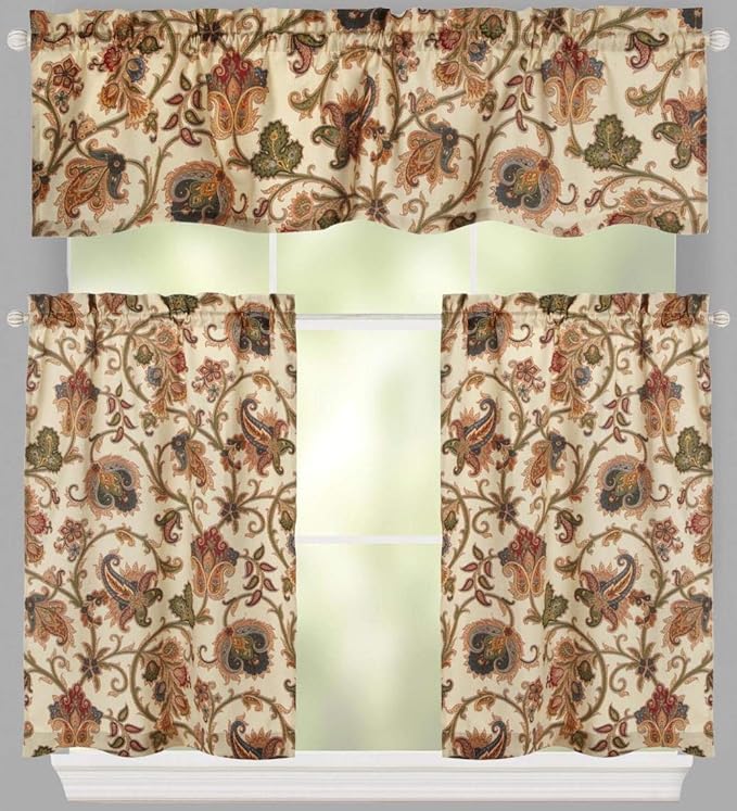 Amazon.com: Traditions By Waverly 3-Pc. Kitchen Window Tier Curtain