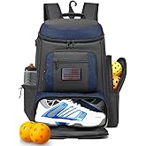 HAMBOLY Pickleball Bag for Men & Women, Large Pickleball Backpack with Shoes Compartment and Cooler, Fence Hook Design