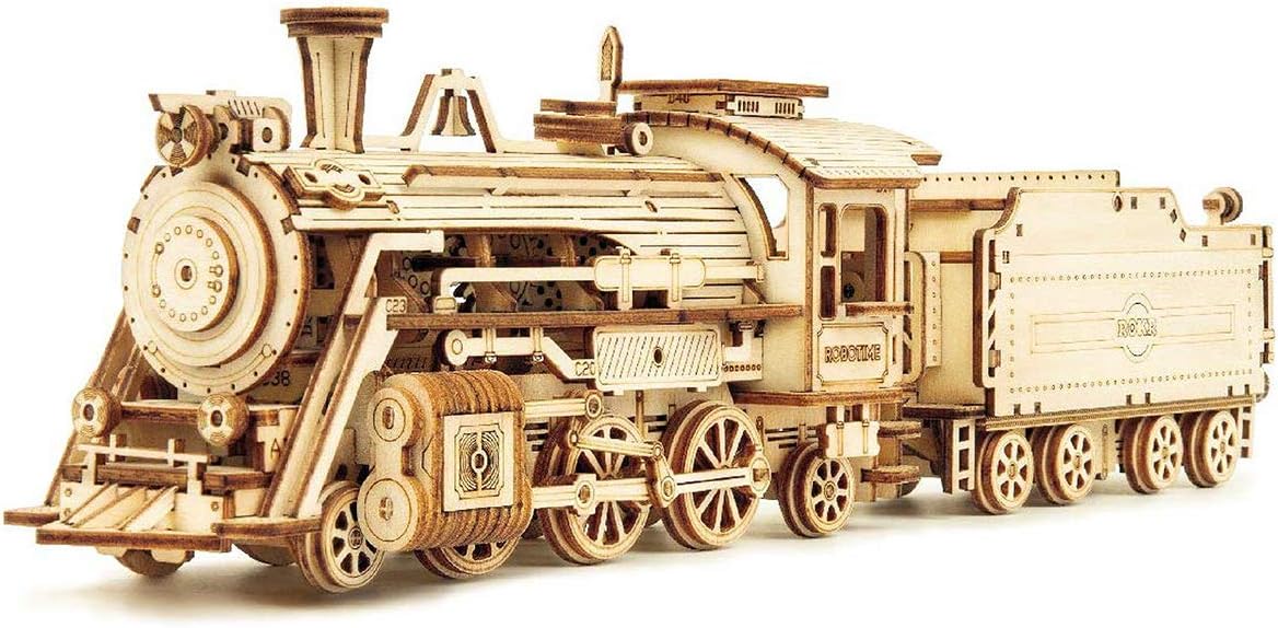ROKR 3D Wooden Puzzle for AdultsMechanical Train Model KitsBrain