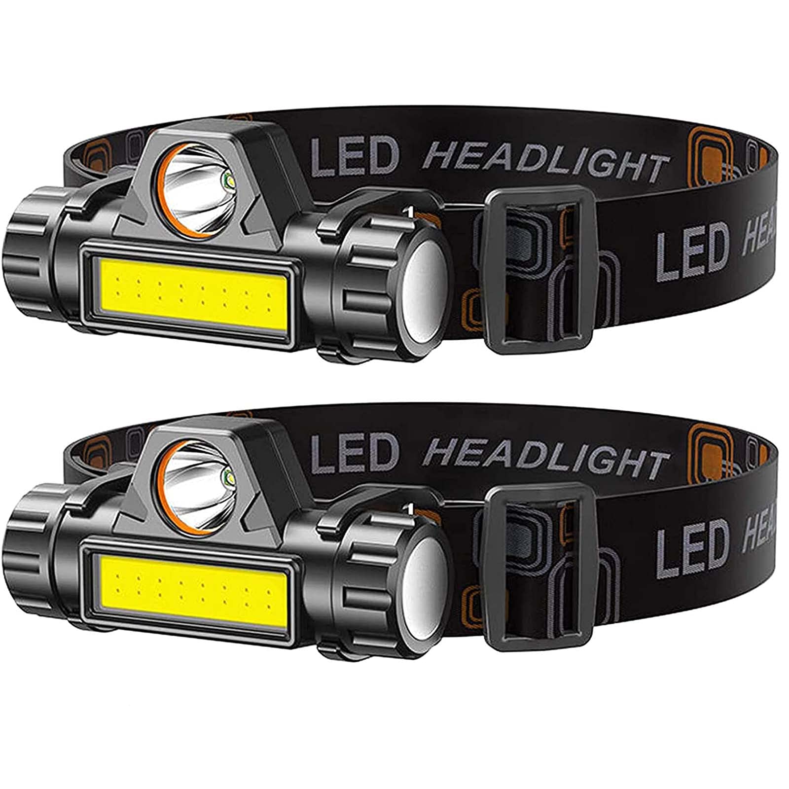 Headlamp, 2 Pack Super Bright Zoomable Headlight, USB Rechargeable 2000 Lumens Waterproof Headlight, Lightweight Flashlight, 2 Modes for Outdoor, Hiking, Camping, Running, Fishing