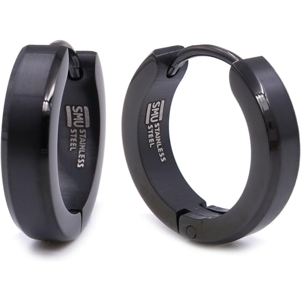 Men's Women's Gold Silver Black Tone Iced CZ Huggie Hoop Snap Earrings HE 921