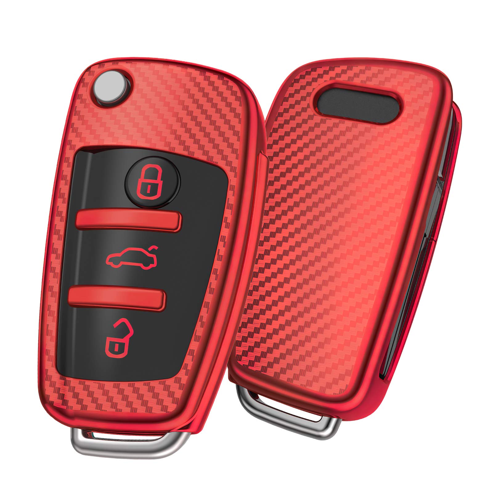 OATSBASF Car Key Case, Key Cover, 3-Button Key Case, Red Stripes
