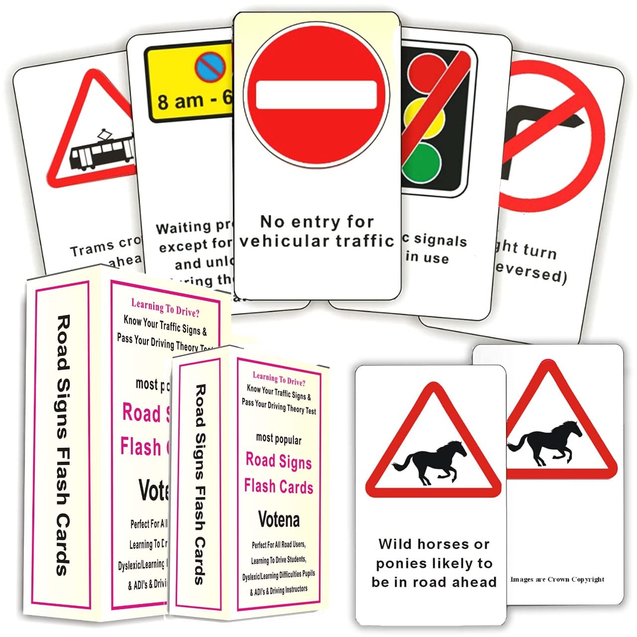 VOTENA Highway Code 2026 UK DVLA Road Signs Flash Cards UK Driving Theory Test Card Revision for Car Theory Test DVLA