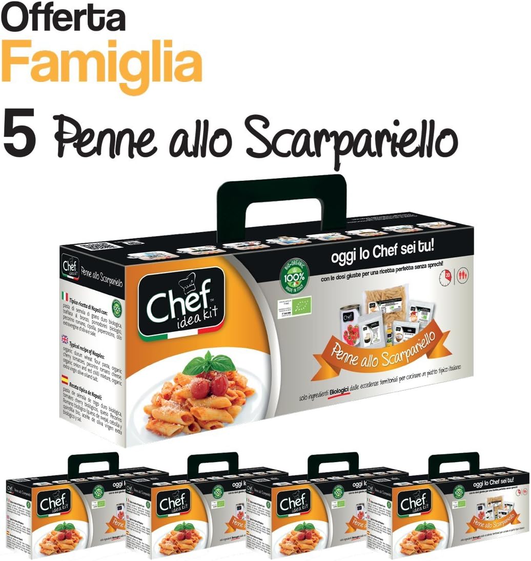 Chef Idea Kit Penne Allo Scarpariello Offerta Famiglia 5 Kits Each Containing All The Ingredients Perfectly Measured First Quality Certified Organic And Strictly Made In Italy Necessary To Easily Cook