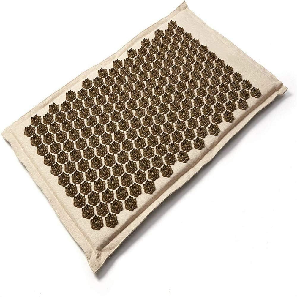 yaya(SHOP NOW) Natural Organic Linen Acupuncture Mat Lotus Spike Massage Pad Cushion Yoga Mat Back/Neck/Pain Relief Therapy 75*44cm