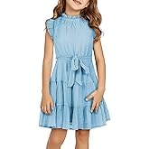 blibean Tween Girls Elegant Dresses Kids Summer Ruffle Sleeve Dress Size 4-15 Years Old