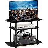 Furinno Turn-N-Tube No Tools 3-Tier Entertainment Center TV Stand for TV up to 32 Inch, Plastic Round Tubes, Espresso/black
