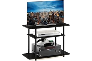 Furinno Turn-N-Tube No Tools 3-Tier Entertainment Center TV Stand for TV up to 32 Inch, Plastic Round Tubes, Espresso/black