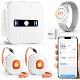 DAYTECH WiFi Caregiver Call Button Calls Phone, 2Button 1 Wrist 1 Receiver | Emergency Button for Seniors with App Alert, 2.4GHz WiFi Only, Senior Alarm Home Care, Bedside Bathroom Use