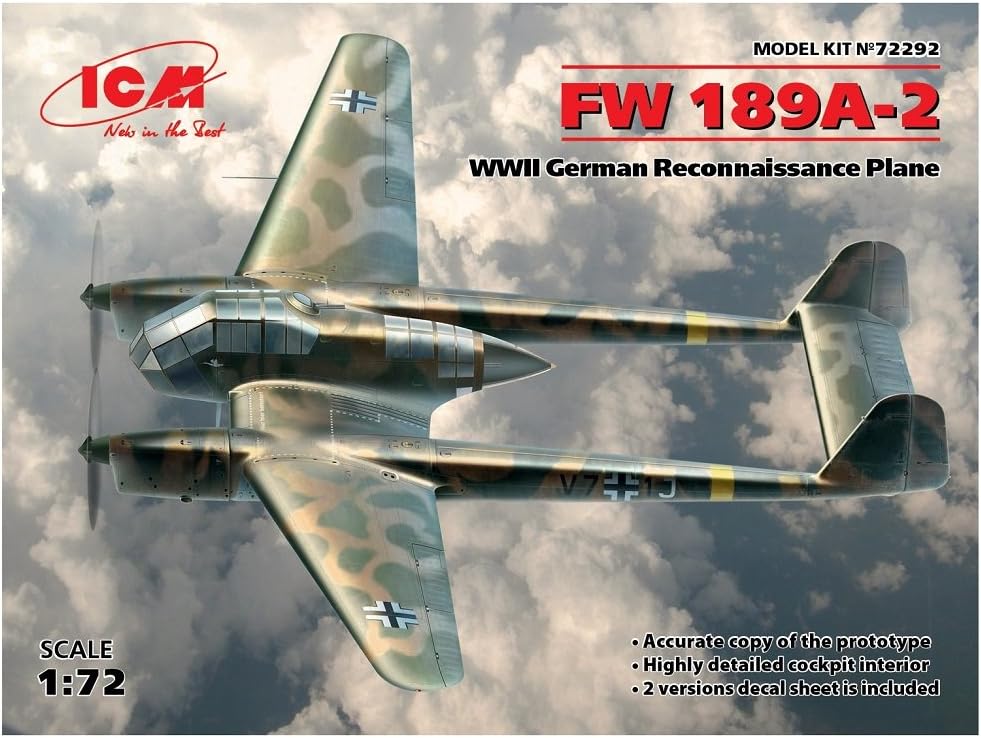 ICM 1:72 - FW 189A-2, WWII German Reconnaissance Plane, Fw189a-2