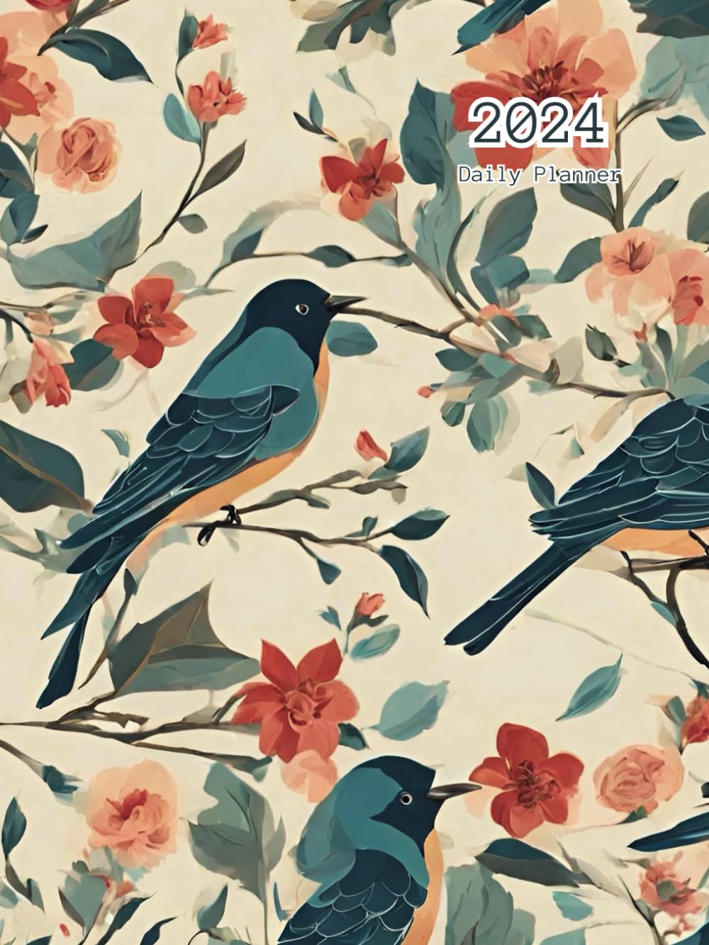 2024 Daily Planner 8.25 x 11: One Page per Day, Non Spiral Bound, Soft Cover, Hourly Layout, Large Print, 365 Days, 12 Months, With Times, Notes - Gift Ideas for Women and Men - Floral, Flowers
