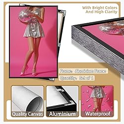 Trendy Disco Ball Canvas Wall Art Funky Pink Preppy