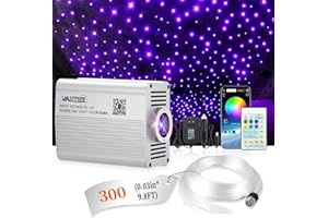 VASTFIRE Starlight Headliner Kit - 300pcs 0.03in 9.8ft Fiber Optic Star Lights for Car with 16W RGBW, Twinkle & Music Sync, APP/Remote Control for Car Roof/Bedroom Ceiling