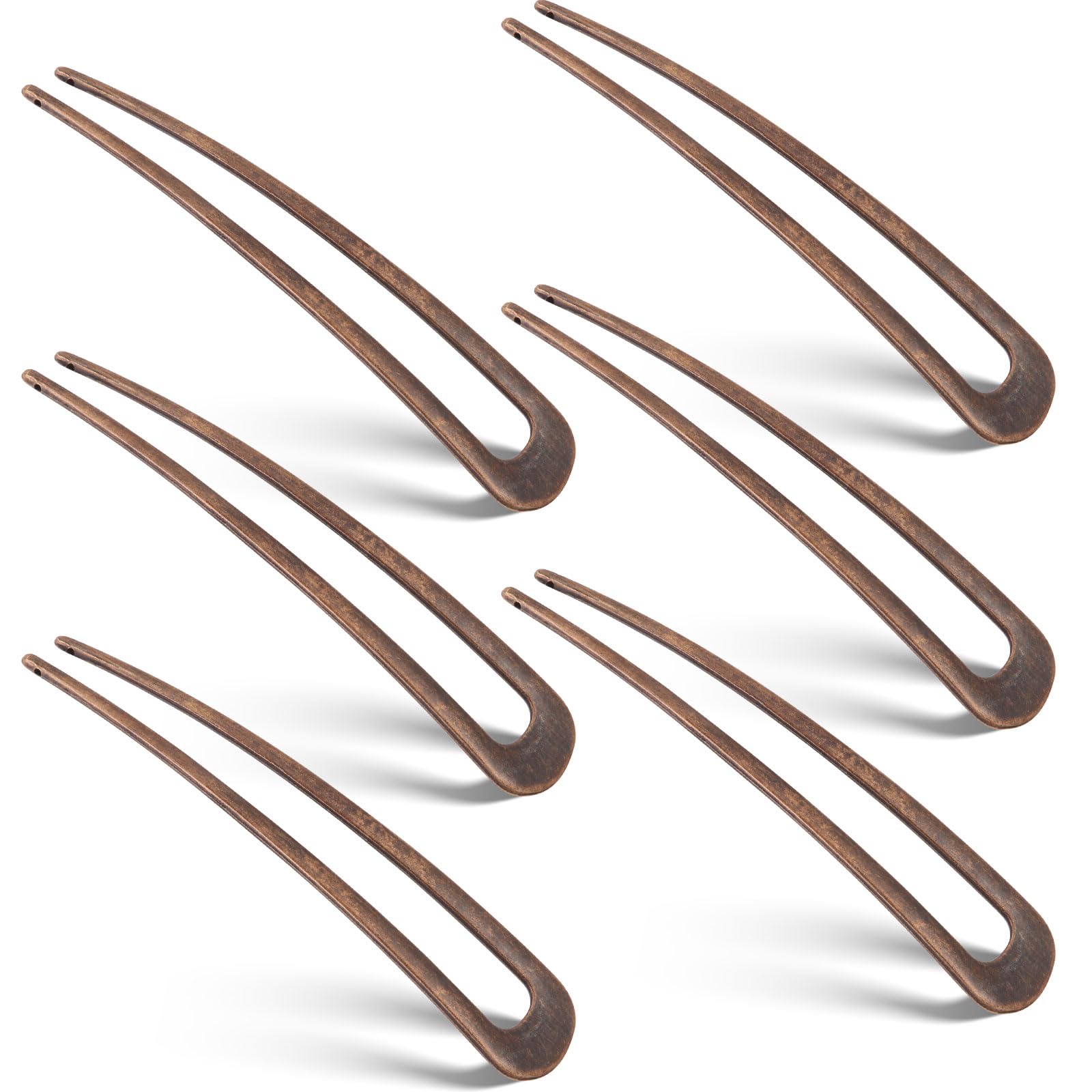 Photo 1 of WILLBOND 6 Pcs French Hair Pins for Women French Twist Hairpins 4 Inch Metal Hair Forks U Shaped Long Chignon 2 Prong Sticks Hairpin for Lady Hairstyle Accessories(Bronze)