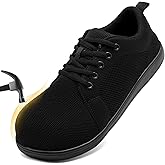 VLHGCG Steel Toe Shoes for Men Non Slip Work Sneakers Safety Tennis Industrial Puncture Proof Construction Comfortable Barefoot Shoes Wide Toe Box Walking